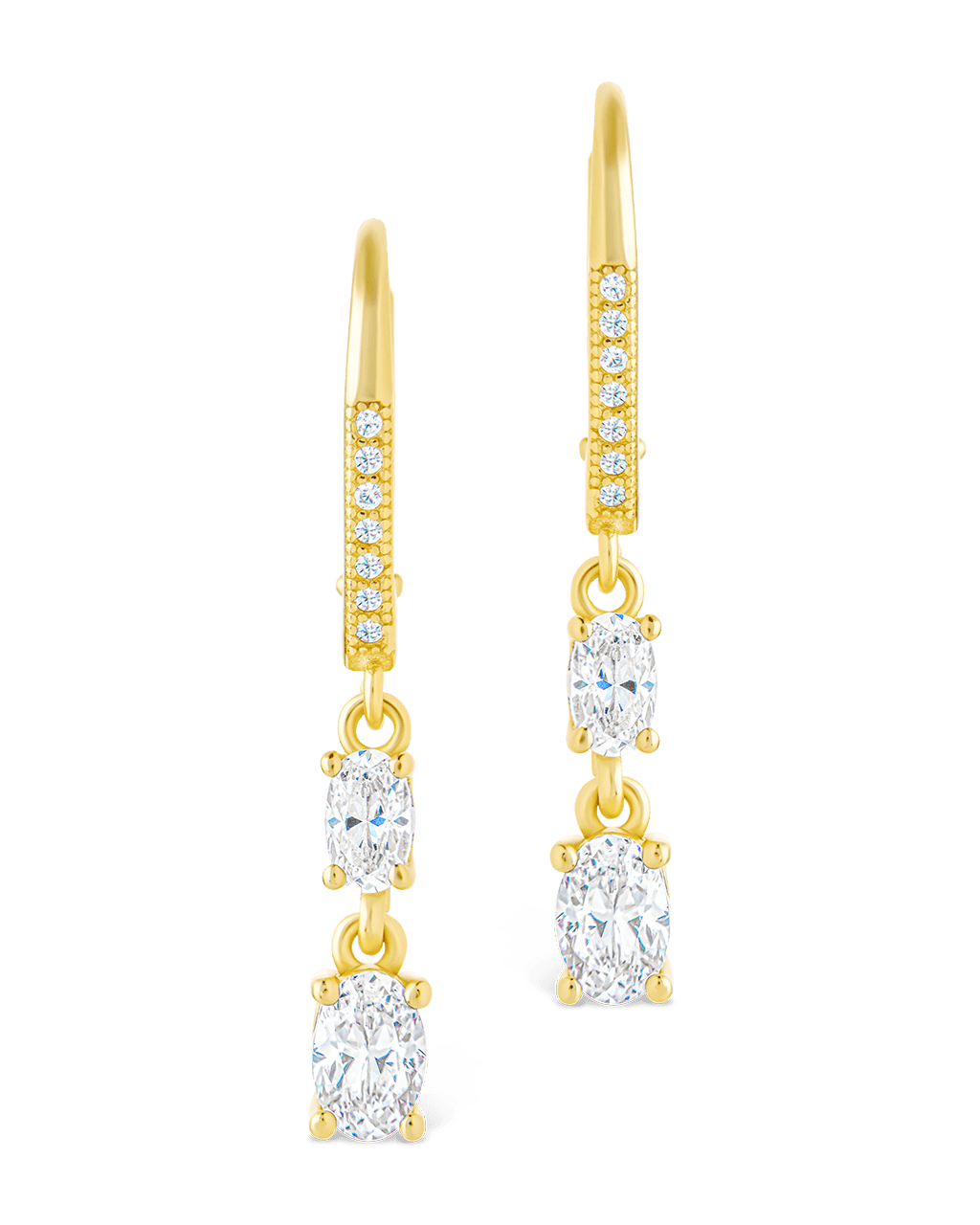 Sterling Silver Liesel Oval Cut CZ French Clip Earrings