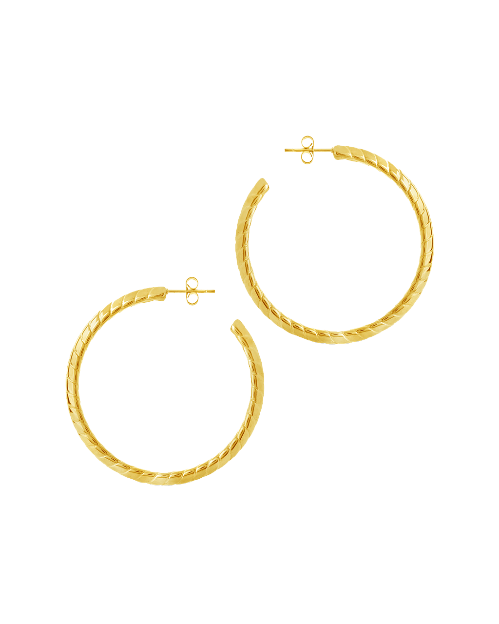 Everly Flat Herringbone Chain Hoop Earrings