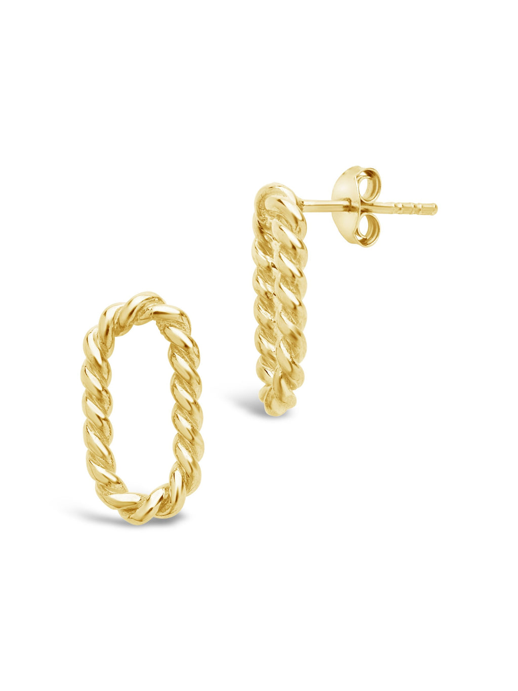 Sterling Silver Braided Oval Stud Earrings