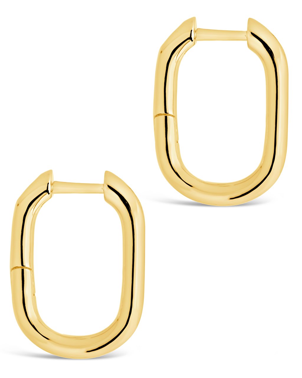Sterling Silver Rectangle Huggie Hoop Earrings