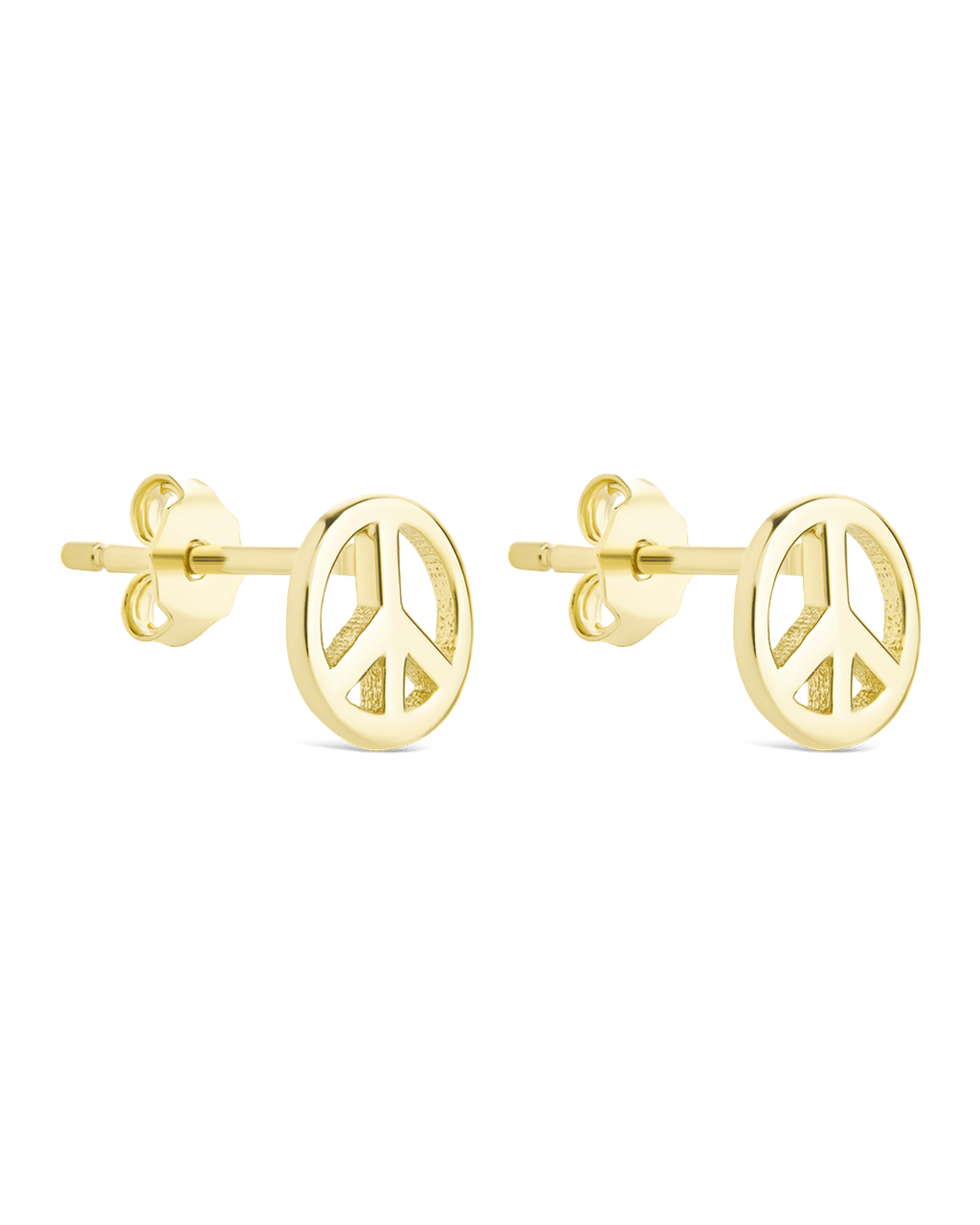Sterling Silver Peace Sign Studs