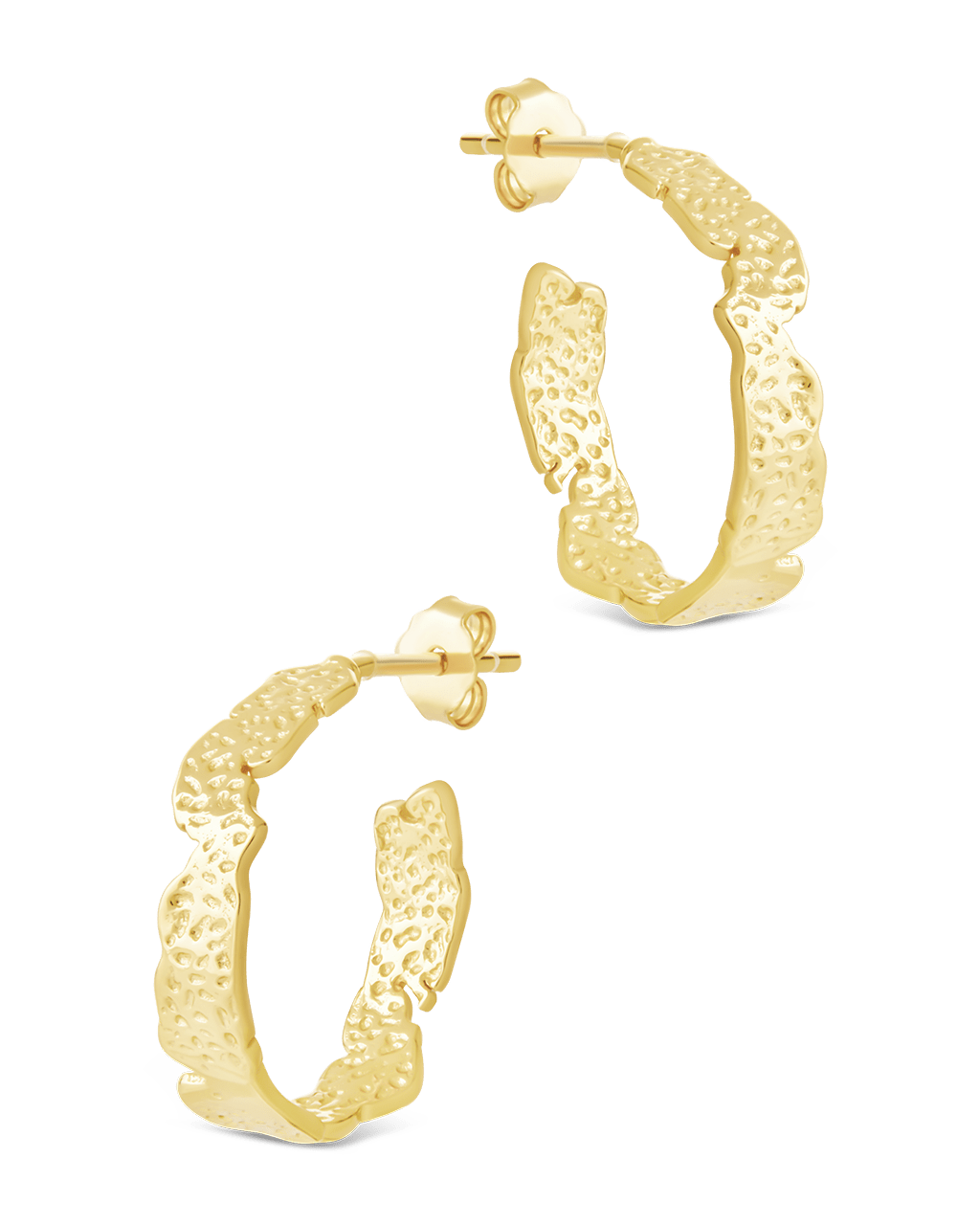 Sterling Silver Mary Textured Hoop Earrings