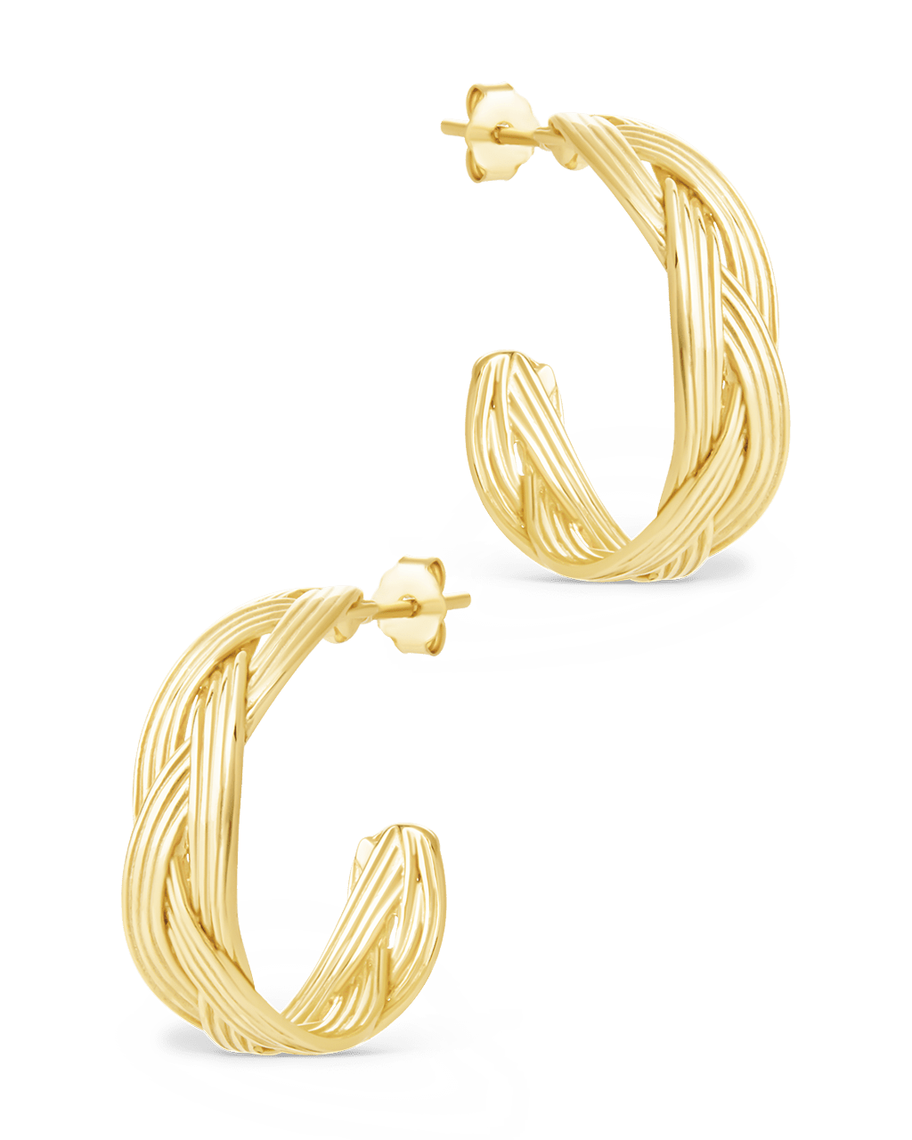 Sterling Silver Janet Ribbed Hoop Earrings