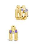 Zella CZ & Enamel Huggie Hoop Earrings