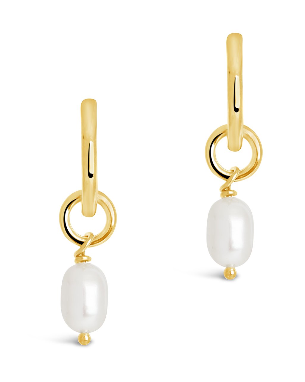 Sterling Silver Pearl Drop Hoop Earrings