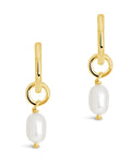 Sterling Silver Pearl Drop Hoop Earrings