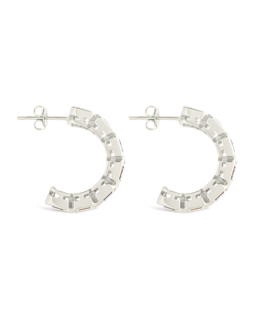 Nyssa Bezel CZ Station Hoop Earrings