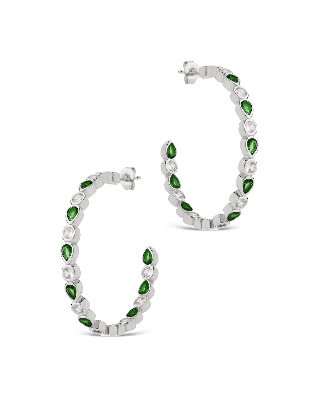 Bezel Set Mixed CZ Hoops
