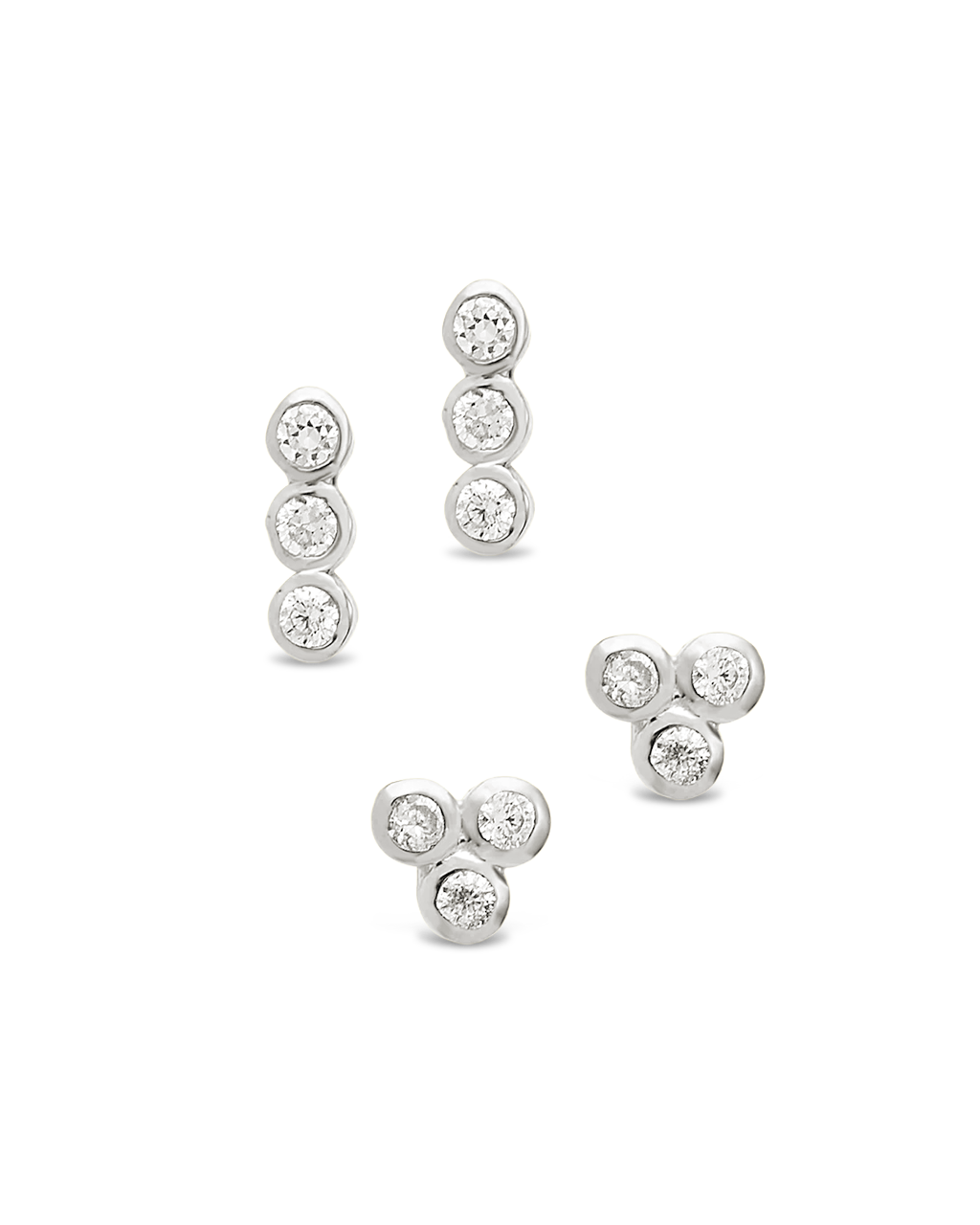 Sterling Silver 2pc Bezel Stud Set
