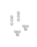 Sterling Silver 2pc Bezel Stud Set