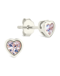 Sterling Silver Bezel Set CZ Heart Studs