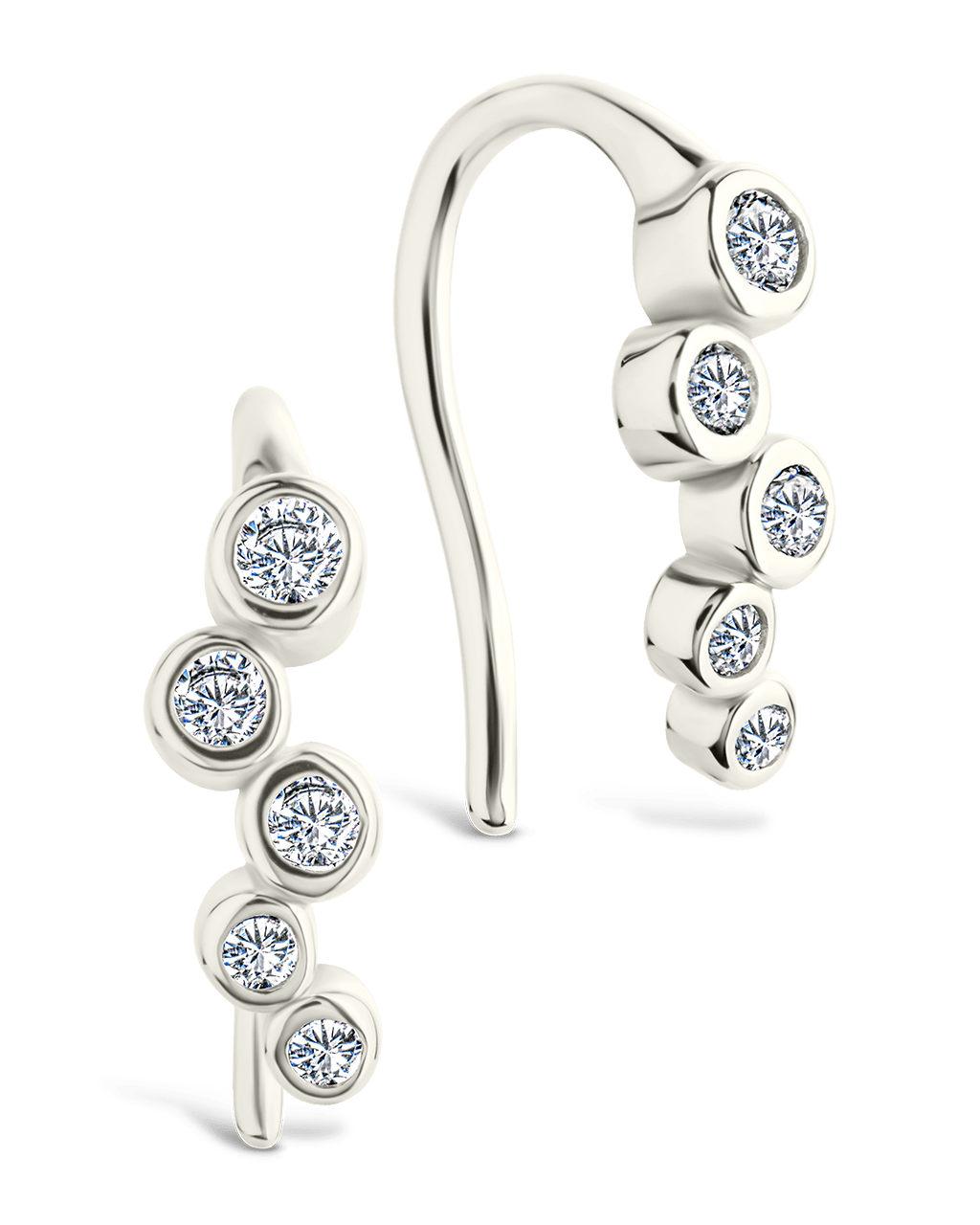 Sterling Silver Talia CZ Bezel Crawler Earrings
