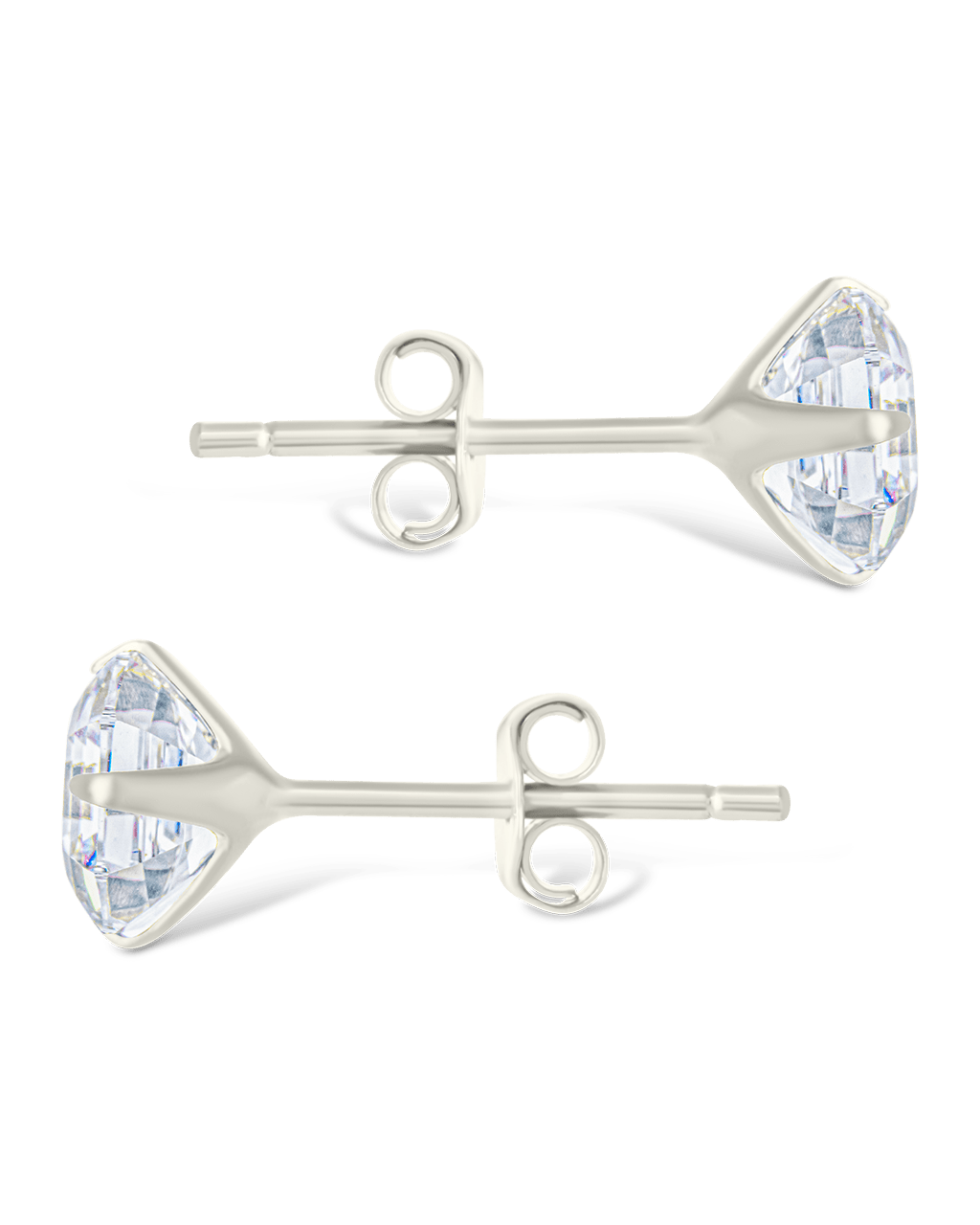 Sterling Silver Asscher Cut Prong Set Stud Earrings