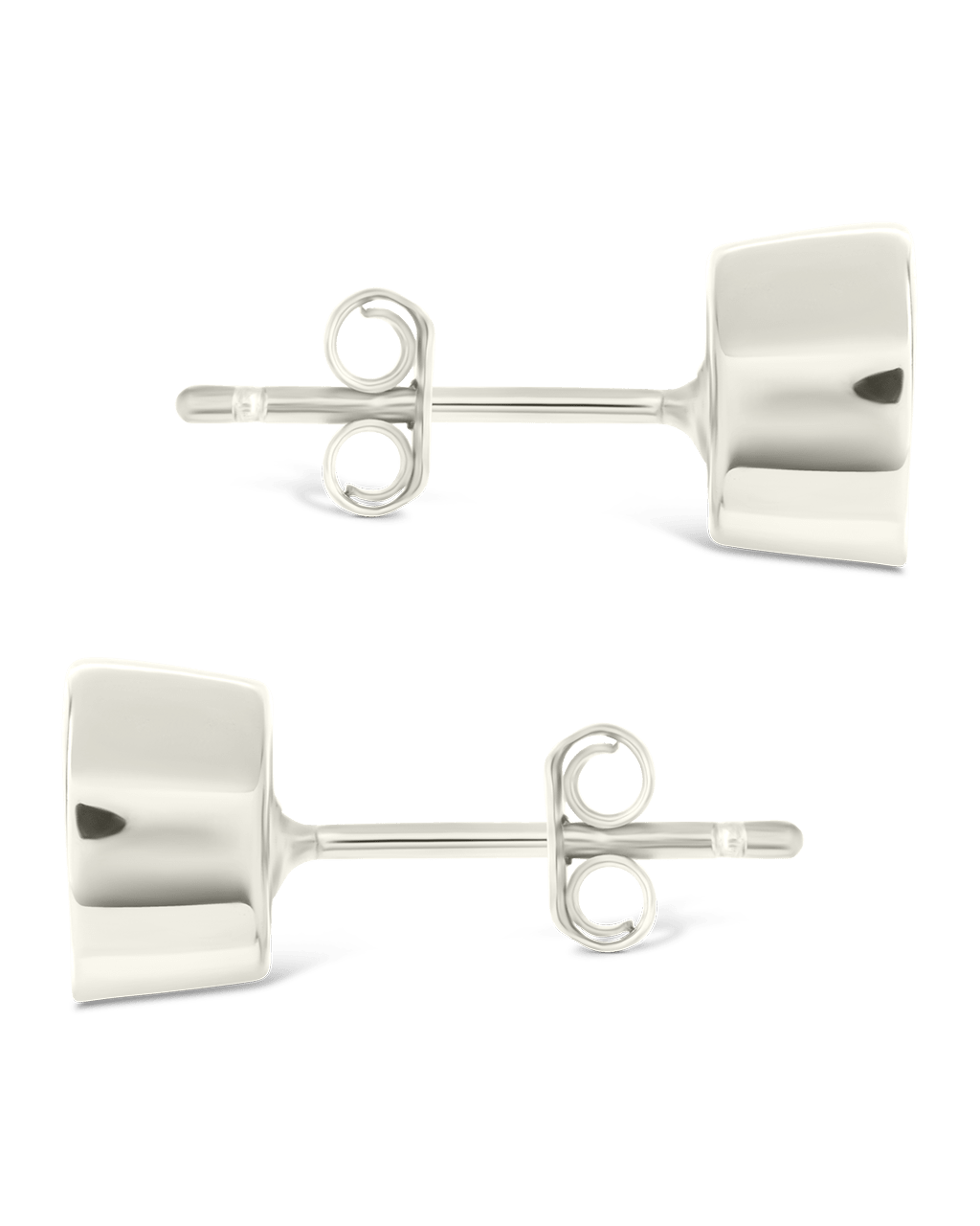 Sterling Silver Trillion Cut Bezel Set Stud Earrings