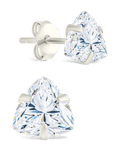 Sterling Silver Trillion Cut Prong Set Stud Earrings