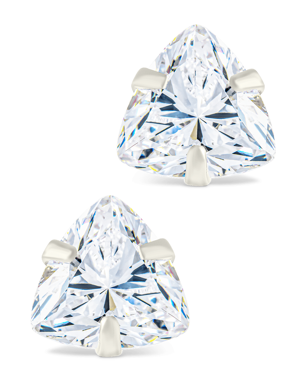 Sterling Silver Trillion Cut Prong Set Stud Earrings
