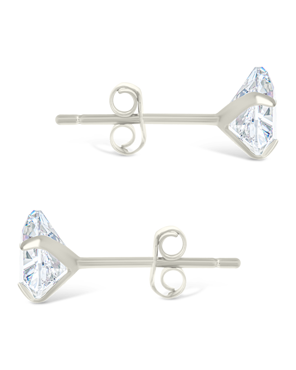Sterling Silver Trillion Cut Prong Set Stud Earrings