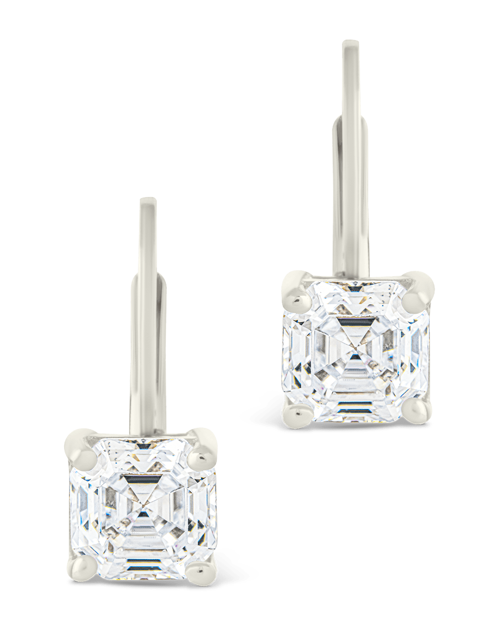 Sterling Silver Princess Cut French Clip Earrings