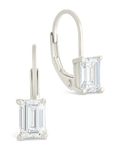 Sterling Silver Emerald Cut French Clip Earrings