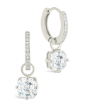 Sterling Silver Augusta Asscher Cut CZ Dangle Micro Hoops