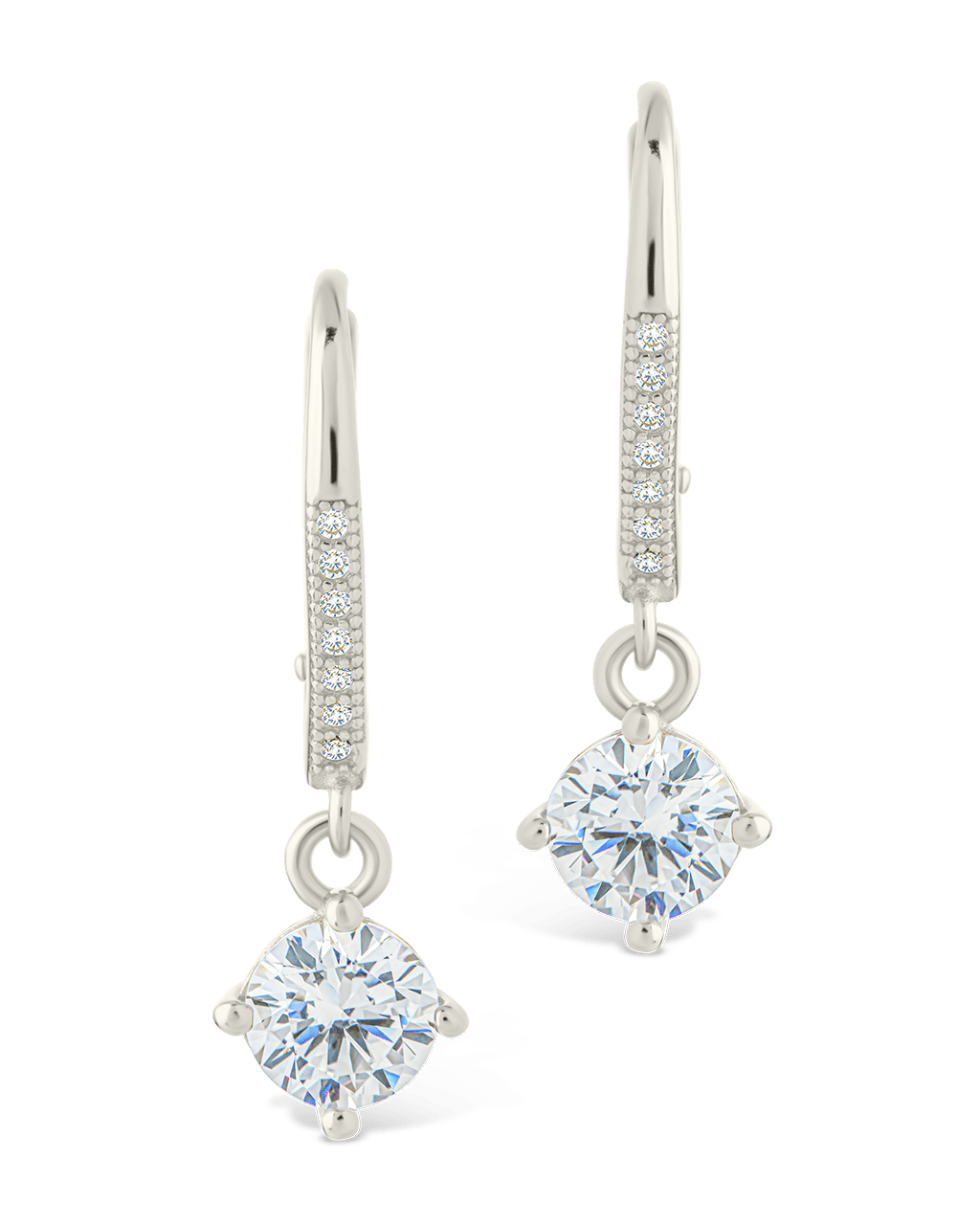 Sterling Silver Matilda Brilliant Cut CZ French Clip Earrings