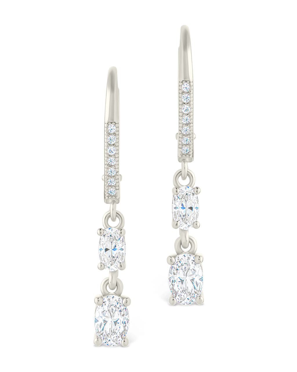 Sterling Silver Liesel Oval Cut CZ French Clip Earrings