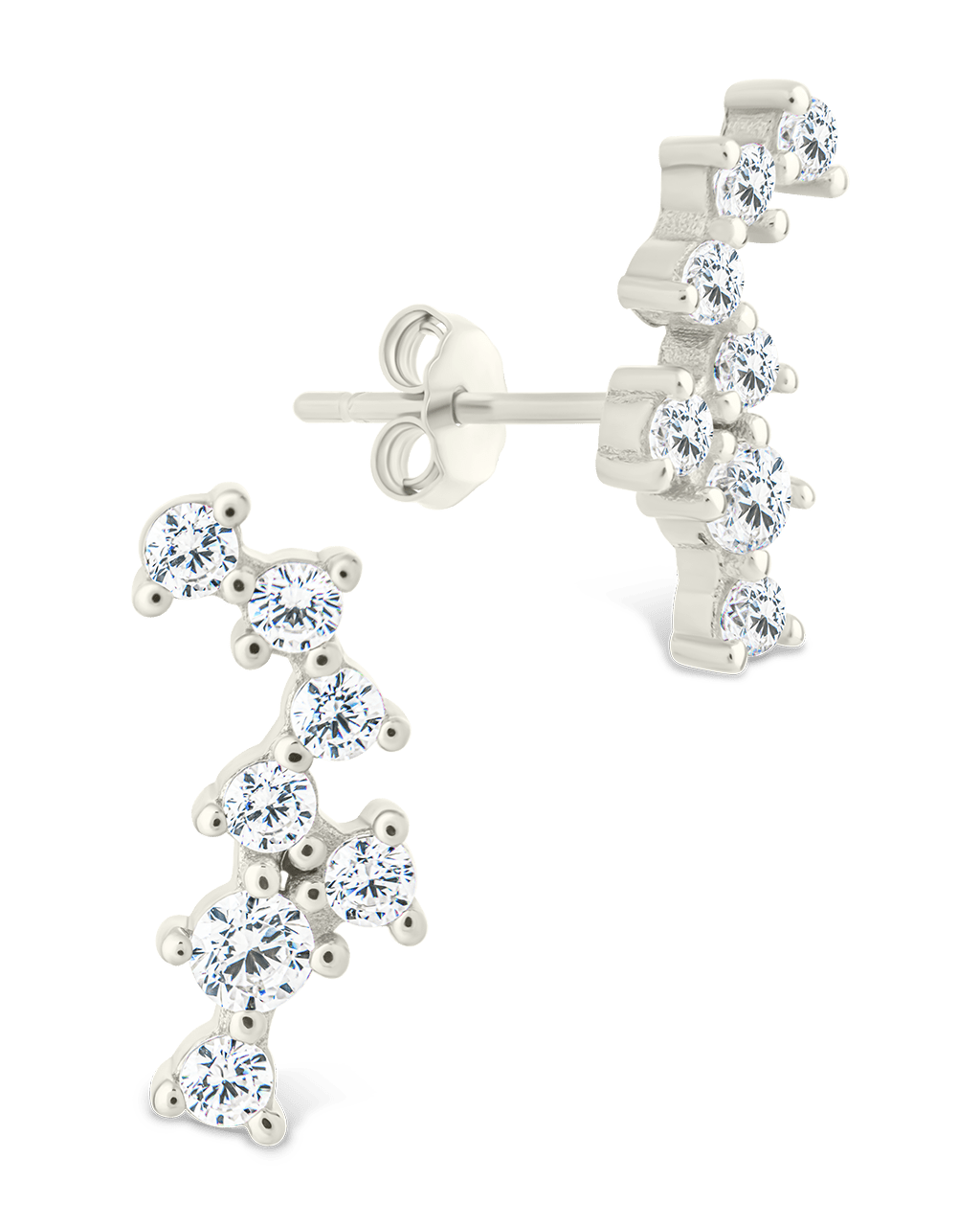 Sterling Silver Round Cut Cluster CZ Crawlers