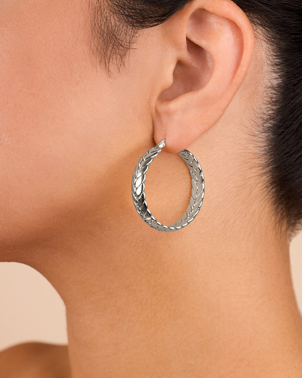Double Row Herringbone Statement Hoop Earrings