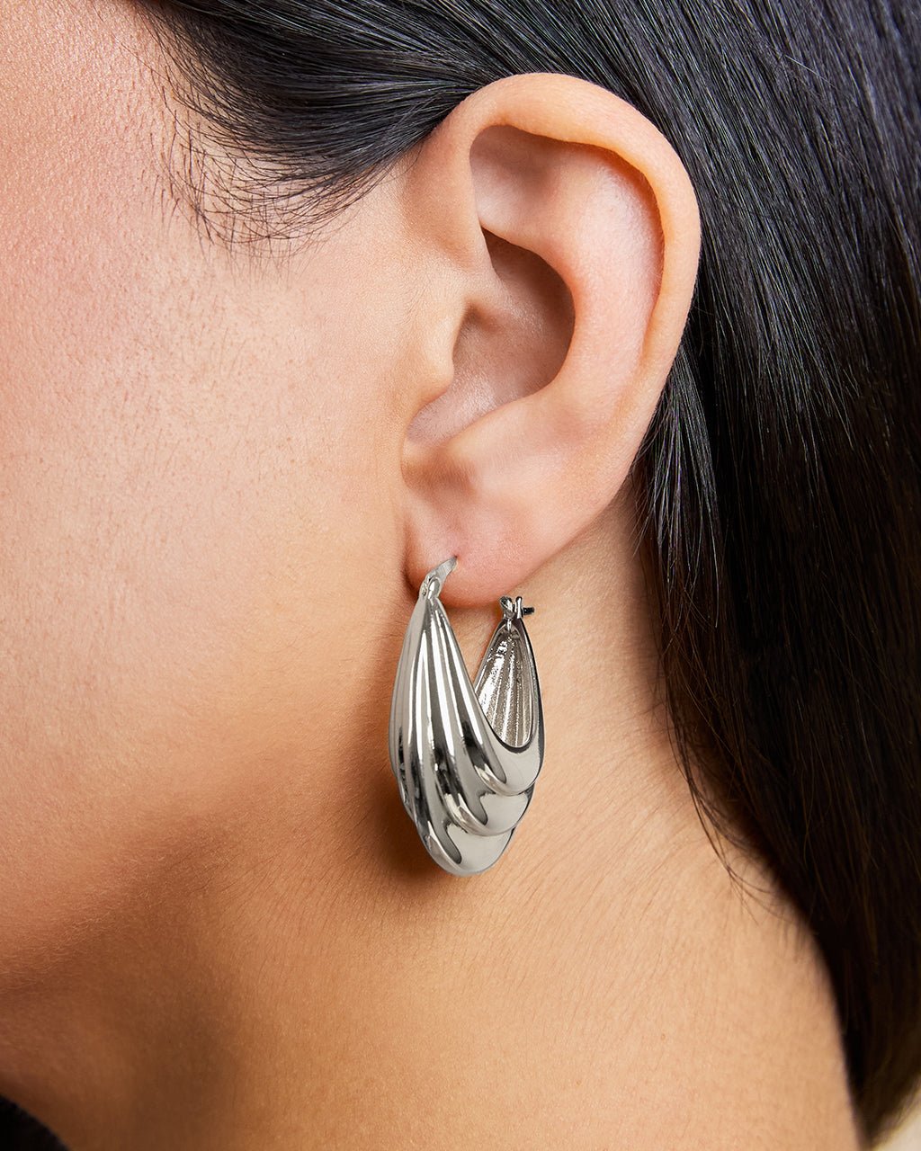 Elodie Textured Statement Hoop Earrings