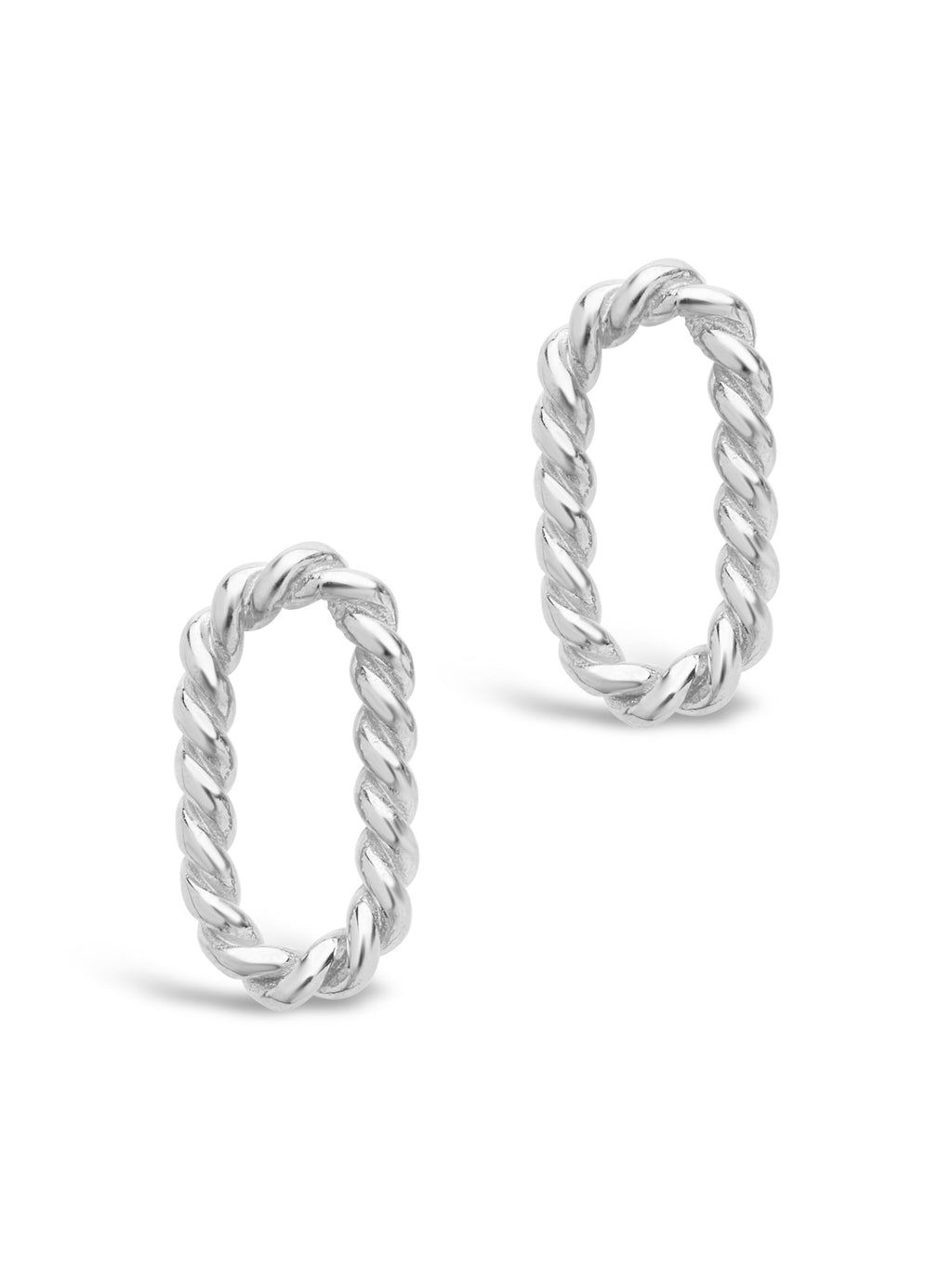 Sterling Silver Braided Oval Stud Earrings
