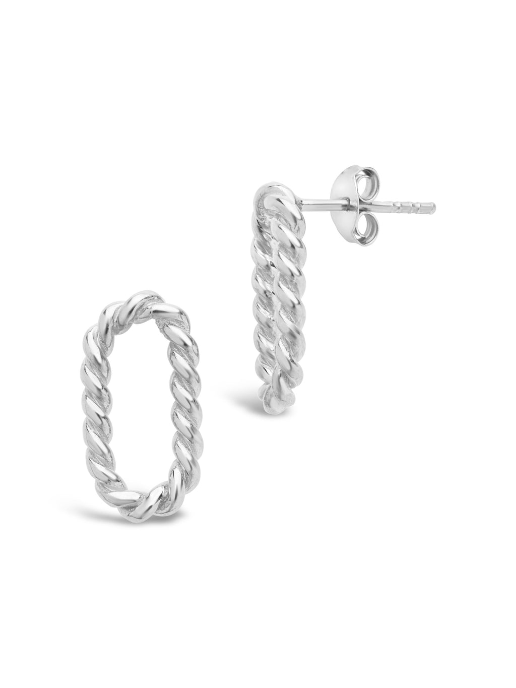 Sterling Silver Braided Oval Stud Earrings