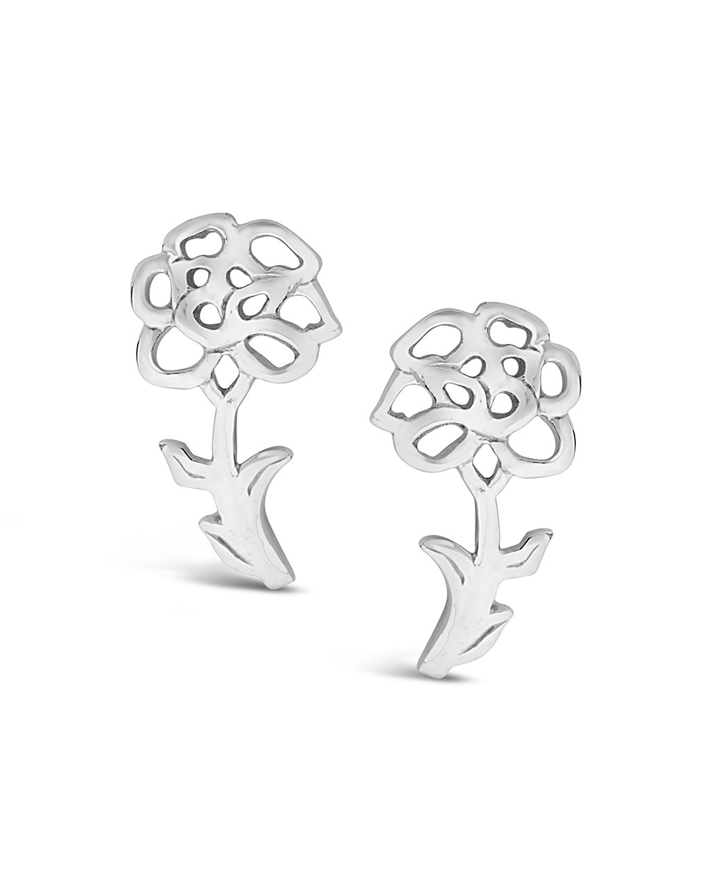 Sterling Silver Birth Flower Stud Earrings