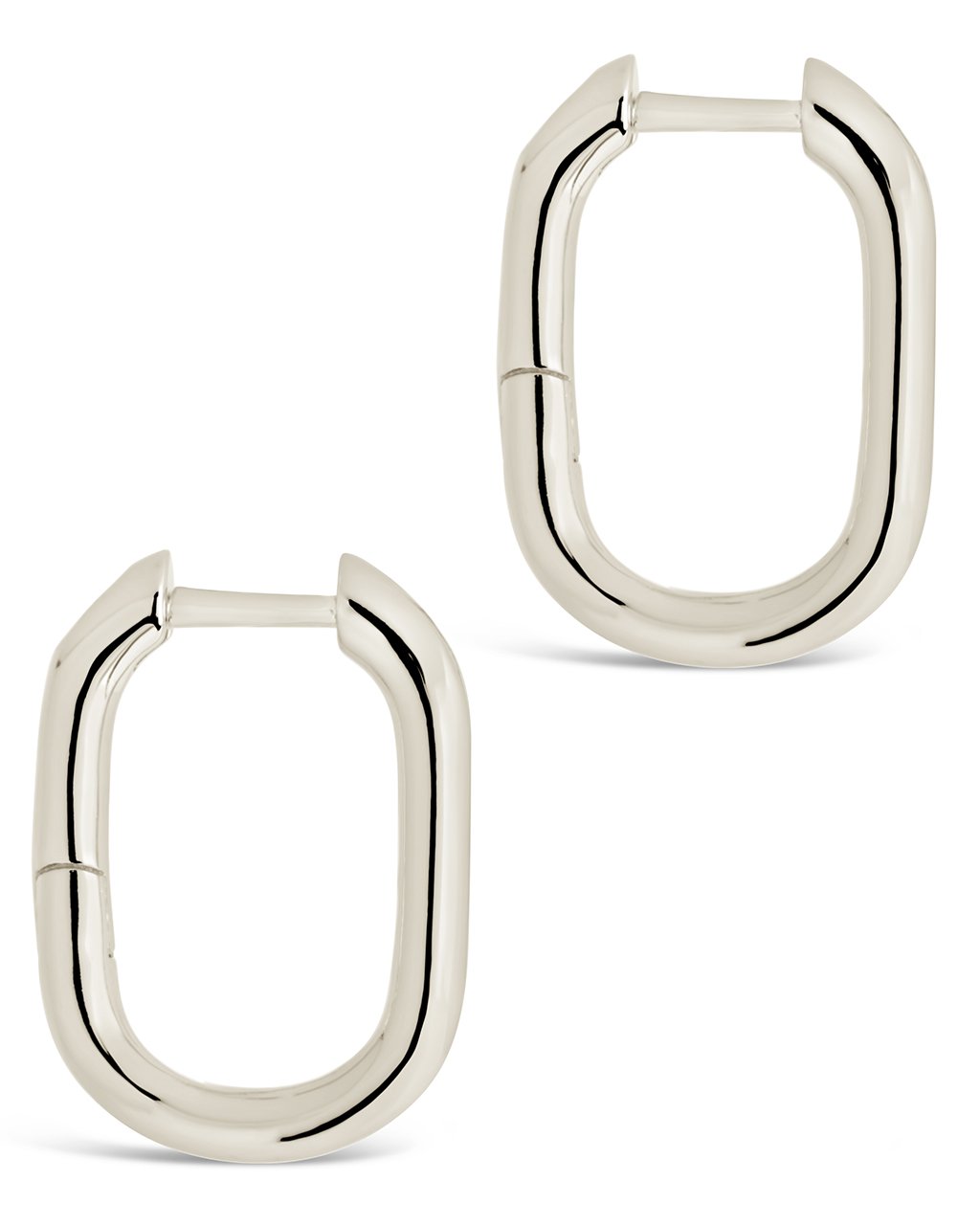 Sterling Silver Rectangle Huggie Hoop Earrings