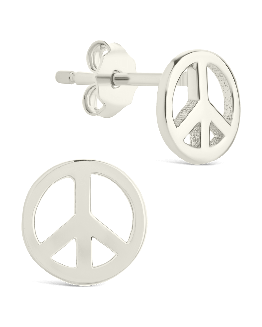 Sterling Silver Peace Sign Studs