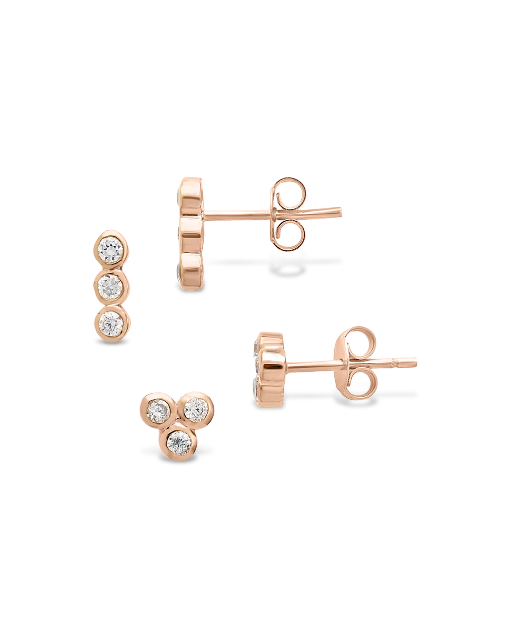 Sterling Silver 2pc Bezel Stud Set