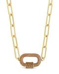 Pave CZ Carabiner Linked Lock Necklace