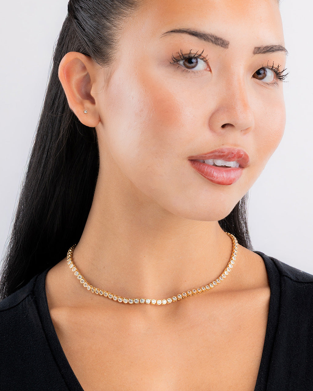 Helene Bezel CZ Tennis Necklace