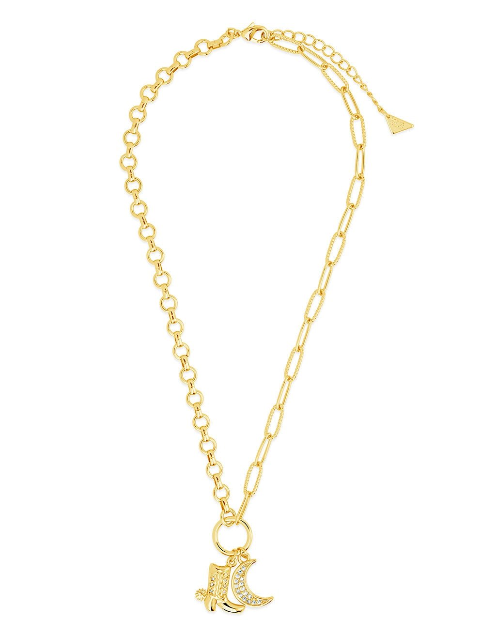 Kelsea CZ Boot & Moon Pendant Charm Necklace