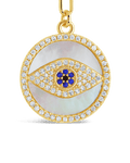 CZ & Mother of Pearl Evil Eye Pendant Necklace