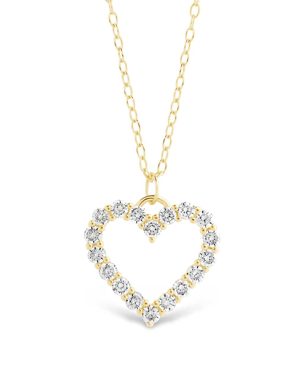 Sterling Silver Cubic Zirconia Outline Heart Pendant Necklace