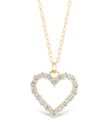 Sterling Silver Cubic Zirconia Outline Heart Pendant Necklace