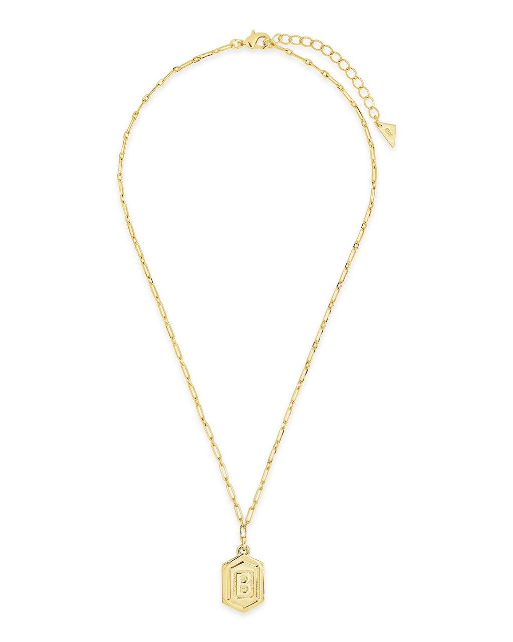 Hexagon Tag Initial Pendant Necklace