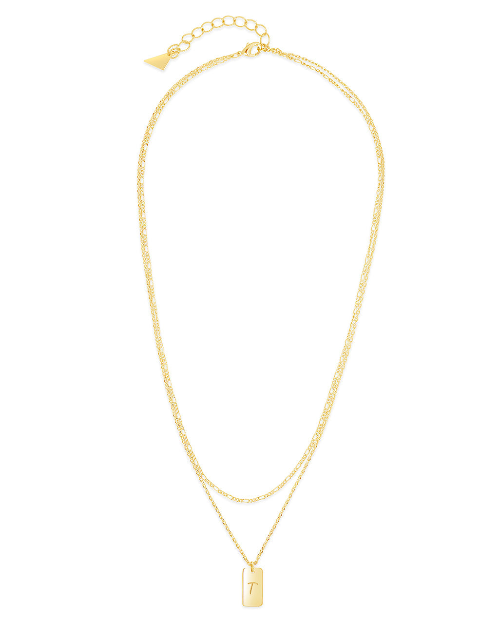 Initial Tag Layered Chain Necklace