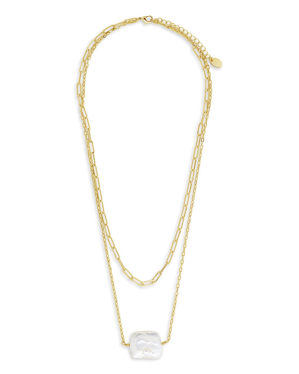 Chain Link and Pearl Layered Necklace
