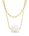 Chain Link and Pearl Layered Necklace