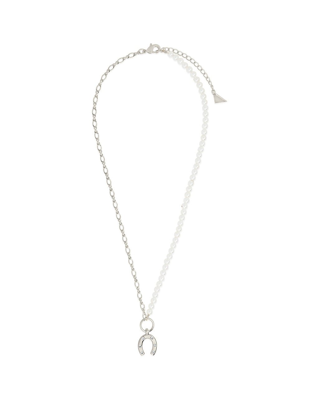 Elva Pearl CZ Horseshoe Necklace