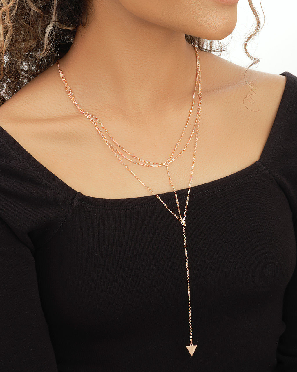 Triple Layer Triangle Drop Chain Necklace