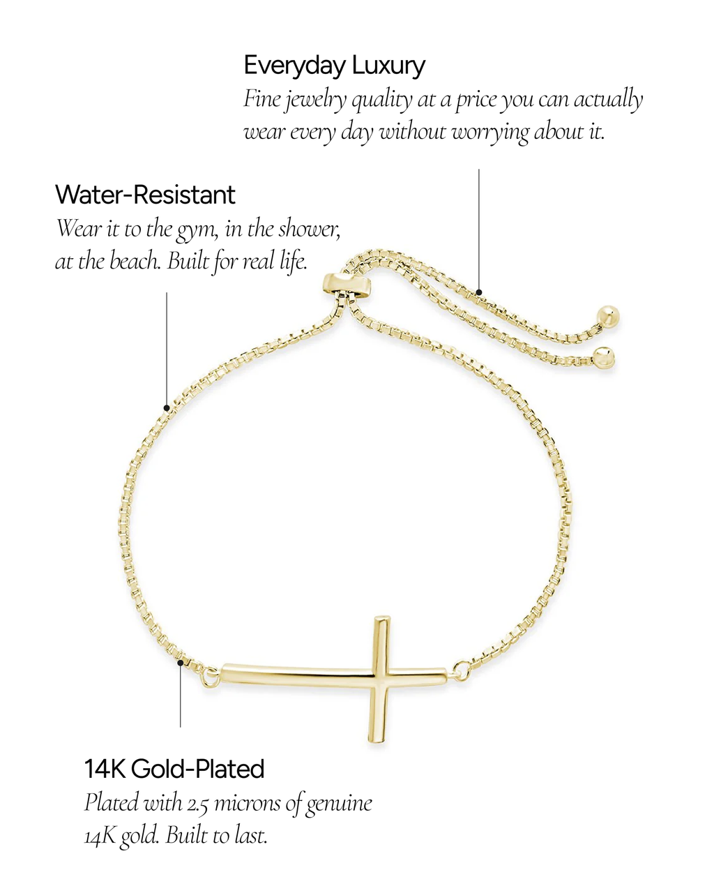 Polished Cross Bolo Bracelet