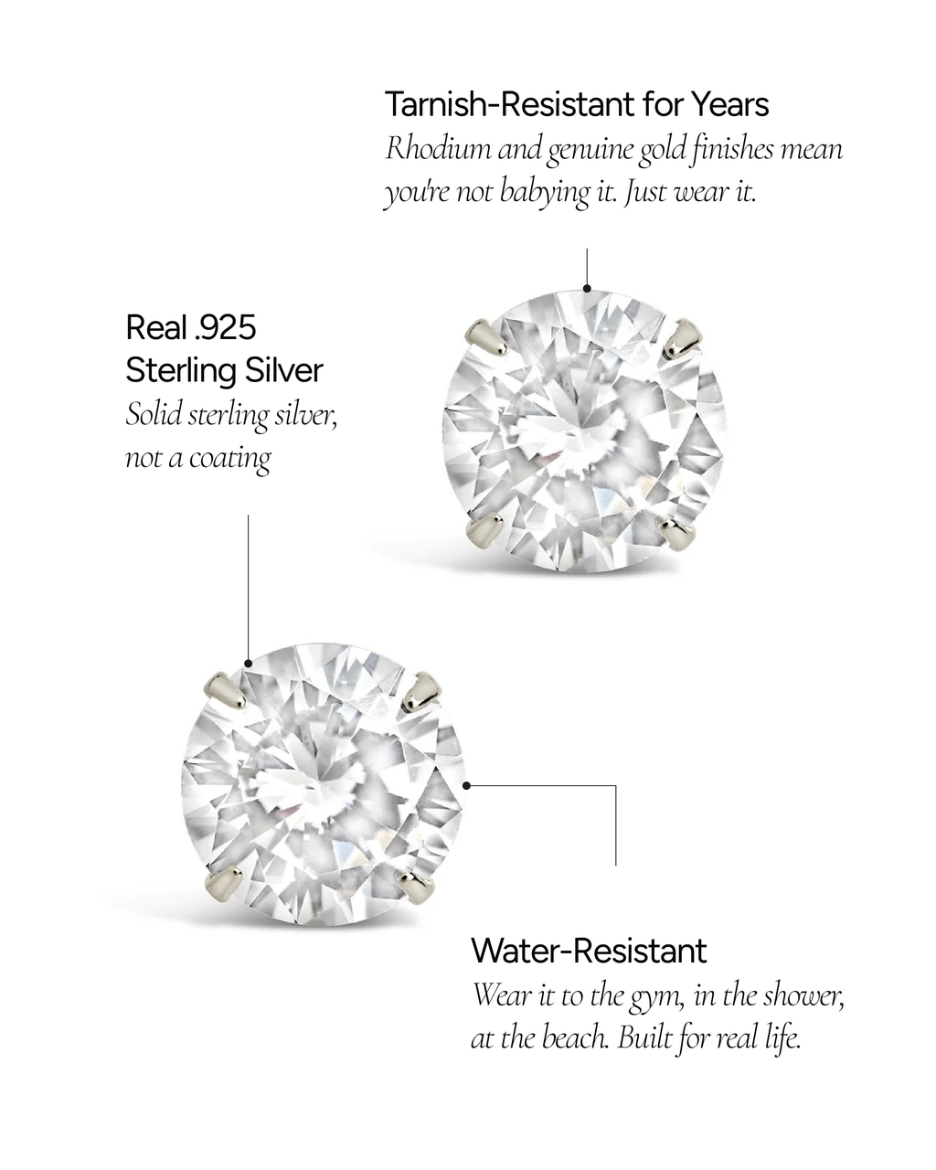 Sterling Silver 8mm CZ Stud Earrings