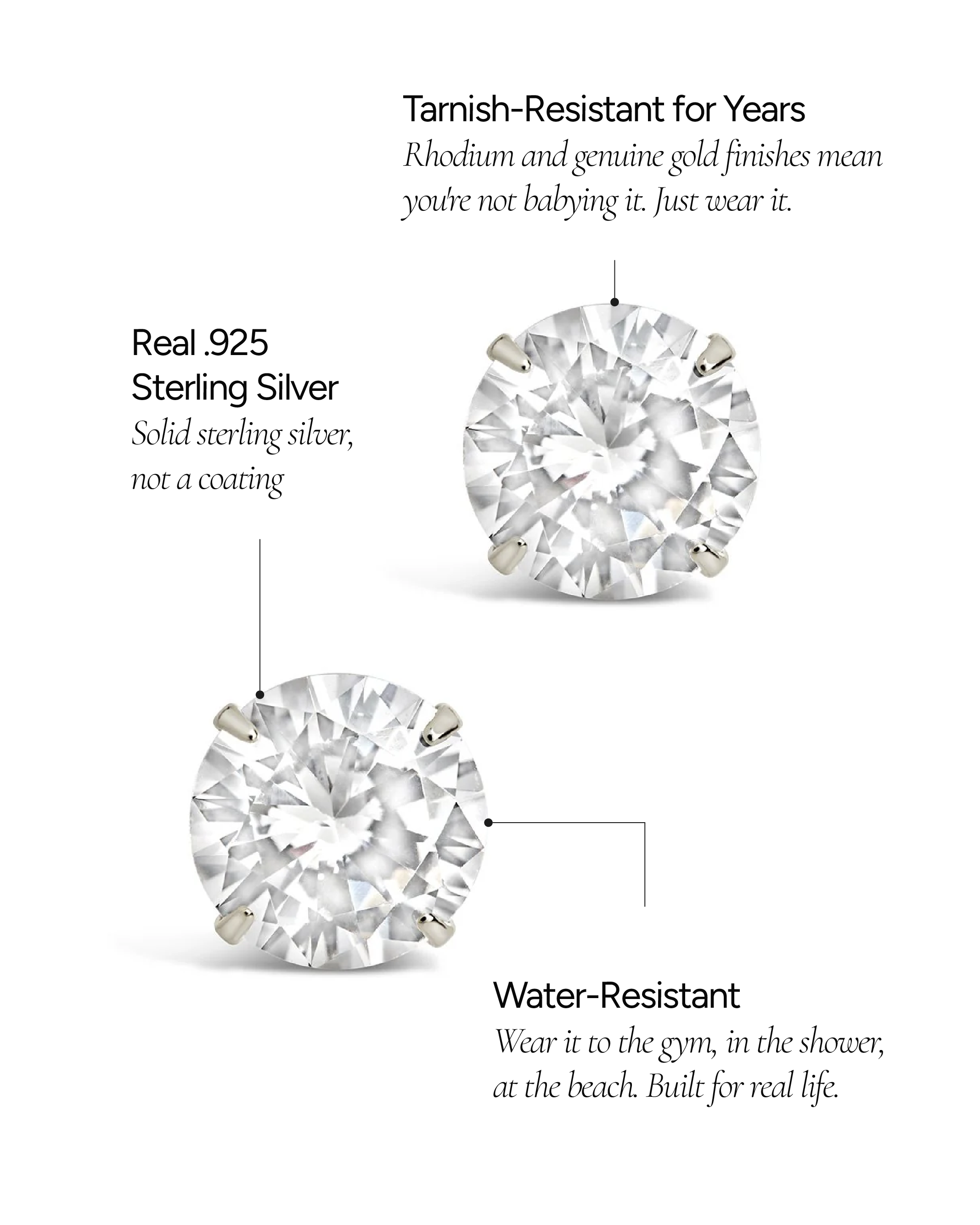 Sterling Silver 8mm CZ Stud Earrings